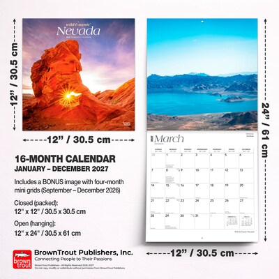 2027 BrownTrout Nevada Wild & Scenic 12" x 12" Monthly Wall Calendar (9798330710720)