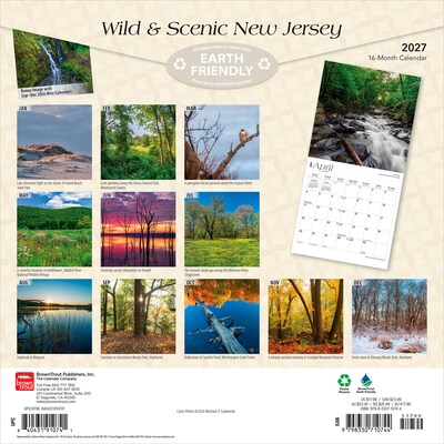 2027 BrownTrout New Jersey Wild & Scenic 12 x 12 Monthly Wall Calendar (9798330710744)