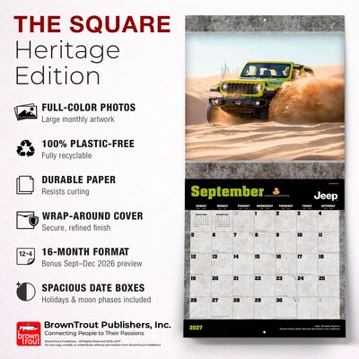 2027 BrownTrout Jeep 12" x 12" Monthly Wall Calendar (9798330713264)