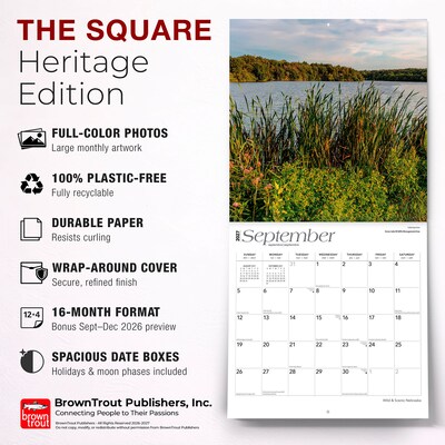 2027 BrownTrout Nebraska Wild & Scenic 12" x 12" Monthly Wall Calendar (9798330714407)