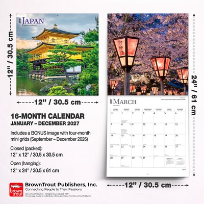 2027 BrownTrout Japan 12" x 12" Monthly Wall Calendar (9798330711673)