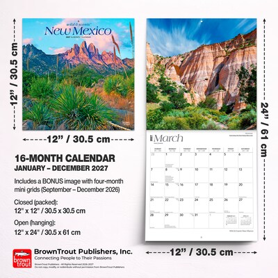 2027 BrownTrout New Mexico Wild & Scenic 12" x 12" Monthly Wall Calendar (9798330710751)