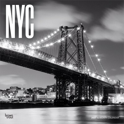 2027 BrownTrout New York City Black & White 12 x 12 Monthly Wall Calendar (9798330711048)