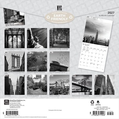 2027 BrownTrout New York City Black & White 12 x 12 Monthly Wall Calendar (9798330711048)