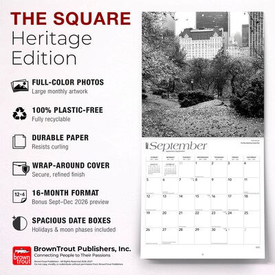 2027 BrownTrout New York City Black & White 12" x 12" Monthly Wall Calendar (9798330711048)