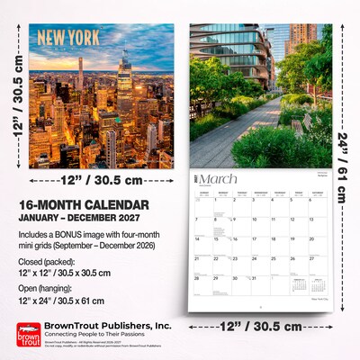 2027 BrownTrout New York City 12" x 12" Monthly Wall Calendar (9798330711031)