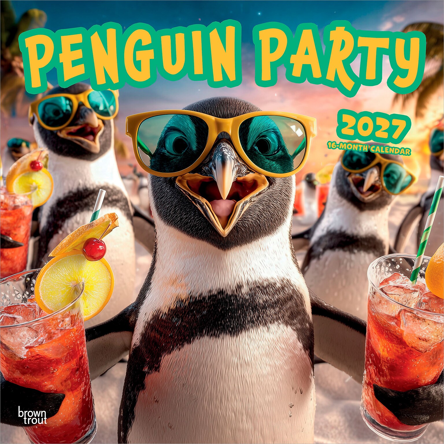 2027 BrownTrout Penguin Party 12 x 12 Monthly Wall Calendar (9798330714728)