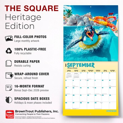 2027 BrownTrout Penguin Party 12" x 12" Monthly Wall Calendar (9798330714728)