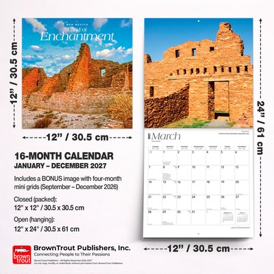 2027 BrownTrout New Mexico Places 12" x 12" Monthly Wall Calendar (9798330714339)
