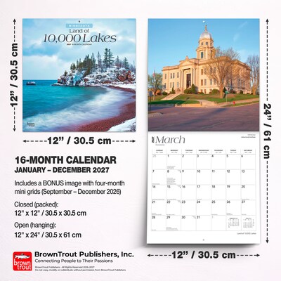 2027 BrownTrout Minnesota Places 12" x 12" Monthly Wall Calendar (9798330714322)