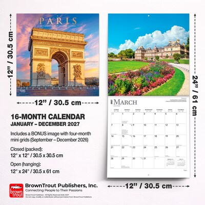2027 BrownTrout Paris 12" x 12" Monthly Wall Calendar (9798330711703)