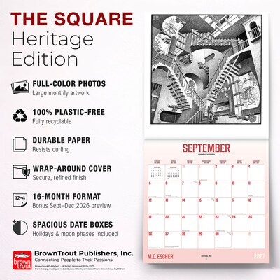 2027 BrownTrout M.C. Escher 12" x 12" Monthly Wall Calendar (9798330713325)