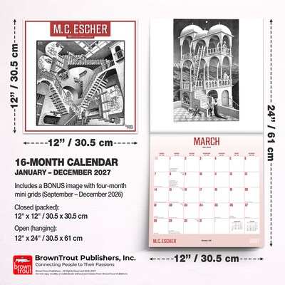 2027 BrownTrout M.C. Escher 12" x 12" Monthly Wall Calendar (9798330713325)
