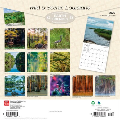 2027 BrownTrout Louisiana Wild & Scenic 12 x 12 Monthly Wall Calendar (9798330710638)