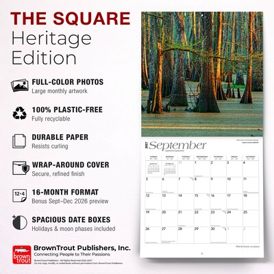 2027 BrownTrout Louisiana Wild & Scenic 12" x 12" Monthly Wall Calendar (9798330710638)