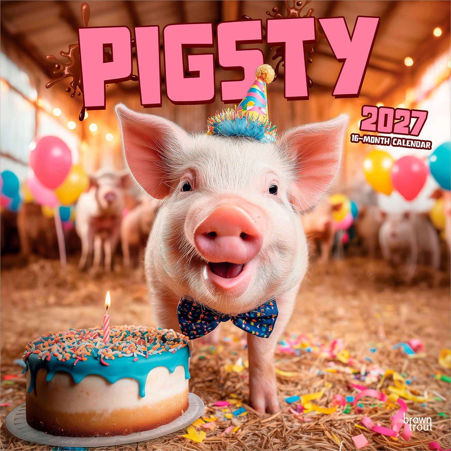 2027 BrownTrout Pigsty 12 x 12 Monthly Wall Calendar (9798330711451)