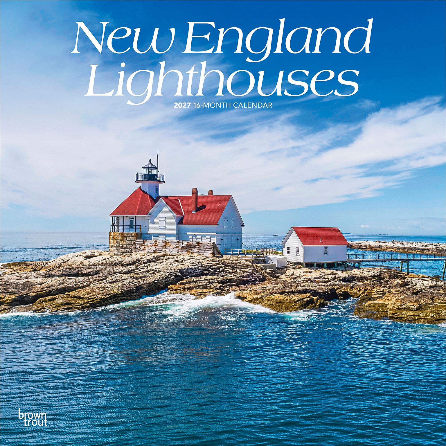 2027 BrownTrout New England Lighthouses 12 x 12 Monthly Wall Calendar (9798330710331)