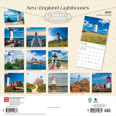2027 BrownTrout New England Lighthouses 12 x 12 Monthly Wall Calendar (9798330710331)