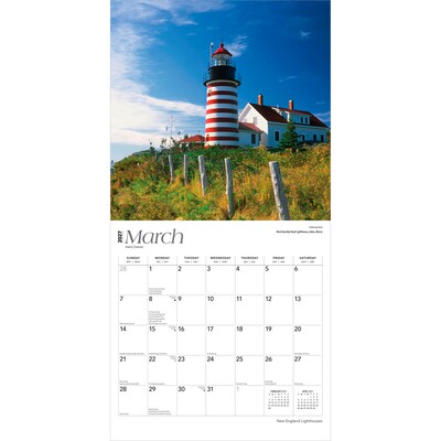 2027 BrownTrout New England Lighthouses 12" x 12" Monthly Wall Calendar (9798330710331)