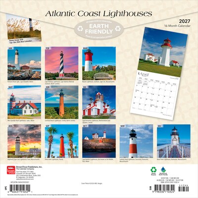 2027 BrownTrout Atlantic Coast Lighthouses 12 x 12 Monthly Wall Calendar (9798330710324)