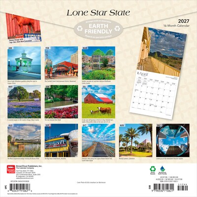 2027 BrownTrout Texas Places 12 x 12 Monthly Wall Calendar (9798330710621)