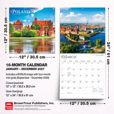 2027 BrownTrout Poland 12" x 12" Monthly Wall Calendar (9798330714865)