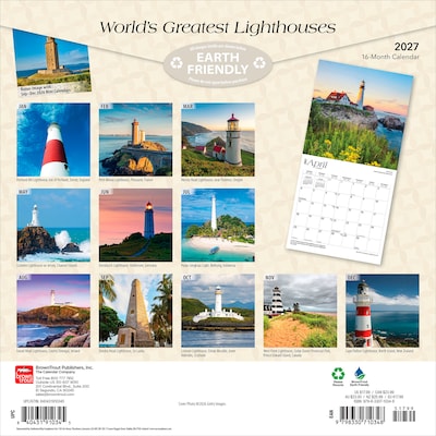2027 BrownTrout Worlds Greatest Lighthouses 12 x 12 Monthly Wall Calendar (9798330710348)