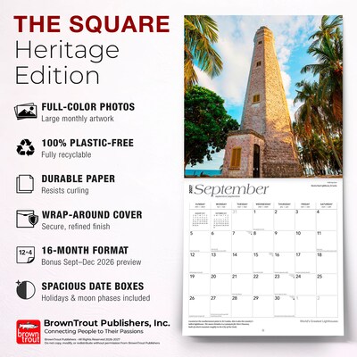 2027 BrownTrout World's Greatest Lighthouses 12" x 12" Monthly Wall Calendar (9798330710348)