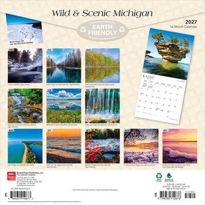 2027 BrownTrout Michigan Wild & Scenic 12 x 12 Monthly Wall Calendar (9798330710676)
