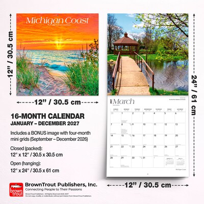 2027 BrownTrout Michigan Coast 12" x 12" Monthly Wall Calendar (9798330710669)