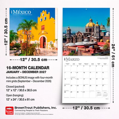 2027 BrownTrout Mexico 12" x 12" Monthly Wall Calendar (9798330711086)