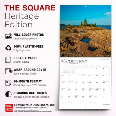 2027 BrownTrout Michigan Nature 12" x 12" Monthly Wall Calendar (9798330714377)