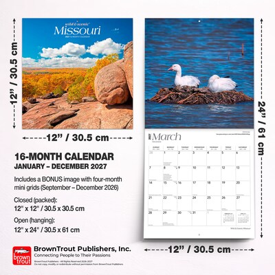 2027 BrownTrout Missouri Wild & Scenic 12" x 12" Monthly Wall Calendar (9798330710706)