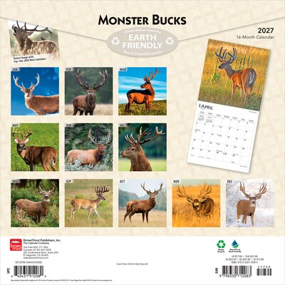 2027 BrownTrout Monster Bucks 12 x 12 Monthly Wall Calendar (9798330712083)