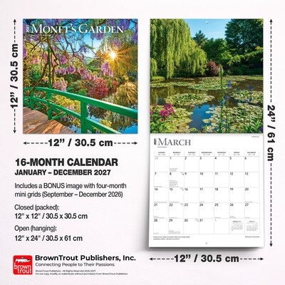 2027 BrownTrout Monet's Garden 12" x 12" Monthly Wall Calendar (9798330711321)