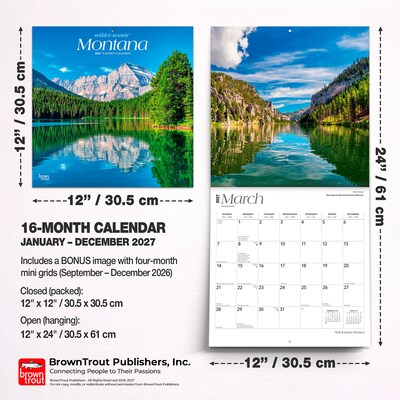2027 BrownTrout Montana Wild & Scenic 12" x 12" Monthly Wall Calendar (9798330710713)