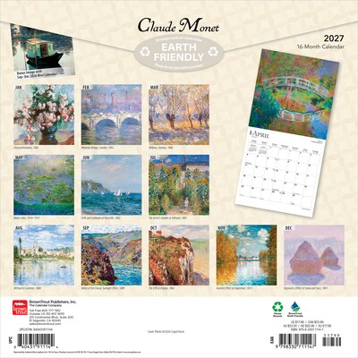 2027 BrownTrout Claude Monet 12 x 12 Monthly Wall Calendar (9798330711147)