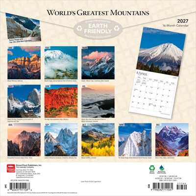 2027 BrownTrout Worlds Greatest Mountains 12 x 12 Monthly Wall Calendar (9798330711581)