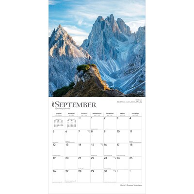2027 BrownTrout World's Greatest Mountains 12" x 12" Monthly Wall Calendar (9798330711581)