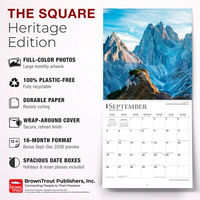 2027 BrownTrout World's Greatest Mountains 12" x 12" Monthly Wall Calendar (9798330711581)
