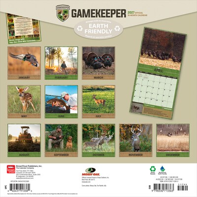 2027 BrownTrout Mossy Oak Gamekeeper 12 x 12 Monthly Wall Calendar (9798330713363)