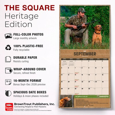 2027 BrownTrout Mossy Oak Gamekeeper 12" x 12" Monthly Wall Calendar (9798330713363)
