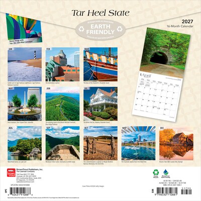 2027 BrownTrout North Carolina Places 12 x 12 Monthly Wall Calendar (9798330710881)