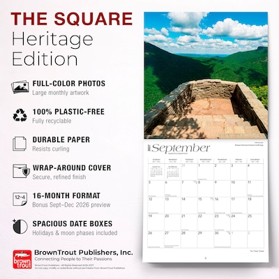 2027 BrownTrout North Carolina Places 12" x 12" Monthly Wall Calendar (9798330710881)