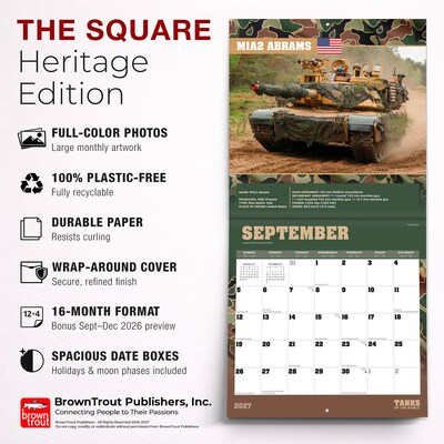 2027 BrownTrout Tanks of the World 12" x 12" Monthly Wall Calendar (9798330711260)