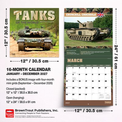 2027 BrownTrout Tanks of the World 12" x 12" Monthly Wall Calendar (9798330711260)