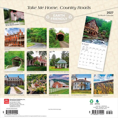 2027 BrownTrout West Virginia Places 12 x 12 Monthly Wall Calendar (9798330714544)