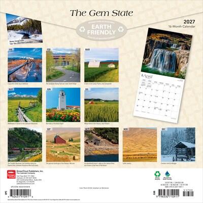 2027 BrownTrout Idaho Places 12 x 12 Monthly Wall Calendar (9798330710911)