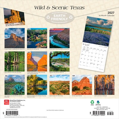 2027 BrownTrout Texas Wild & Scenic 12 x 12 Monthly Wall Calendar (9798330710904)