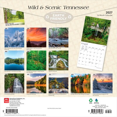 2027 BrownTrout Tennessee Wild & Scenic 12 x 12 Monthly Wall Calendar (9798330710898)